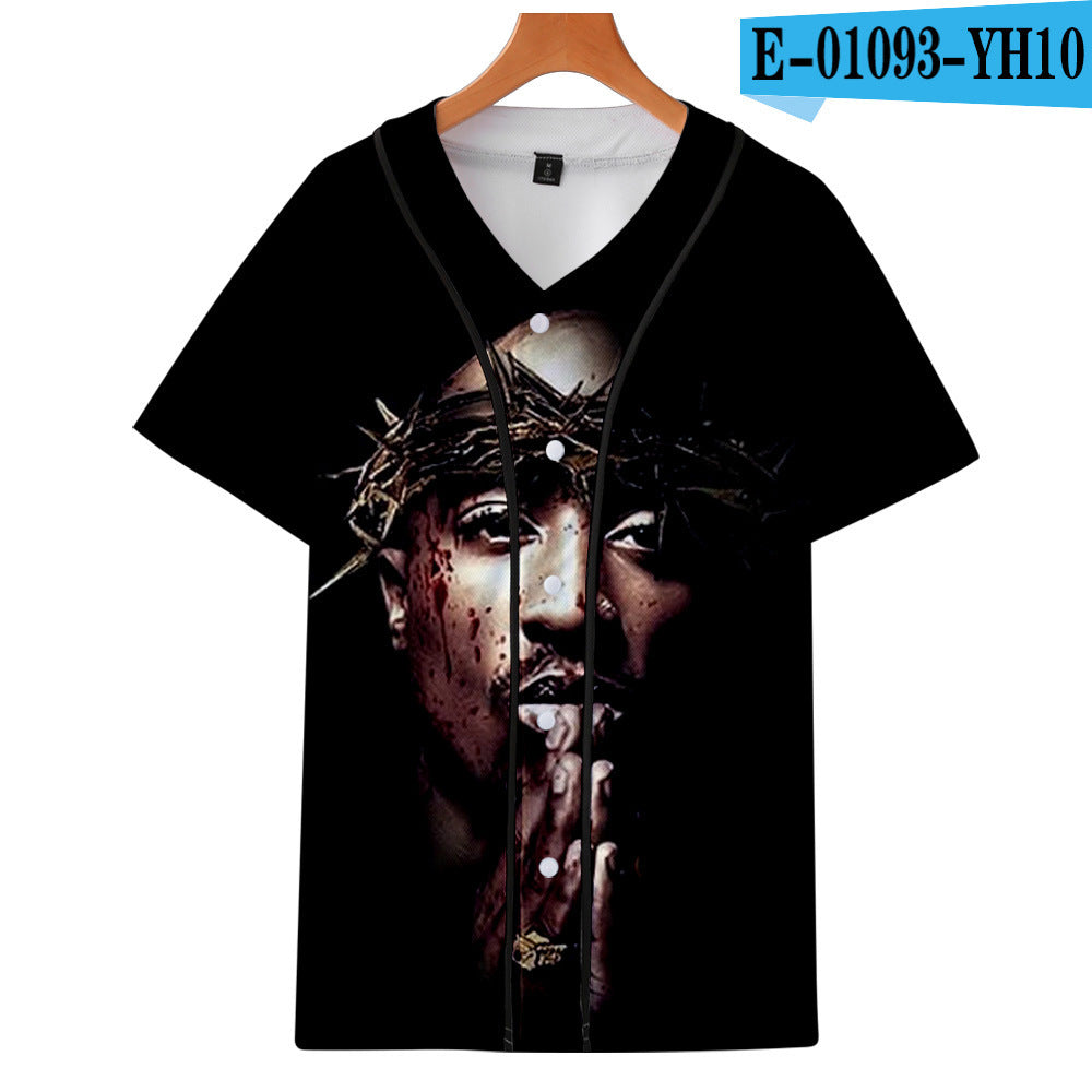 Uniforme de baseball fin imprimé en 3D couleur de Tupac Shakur