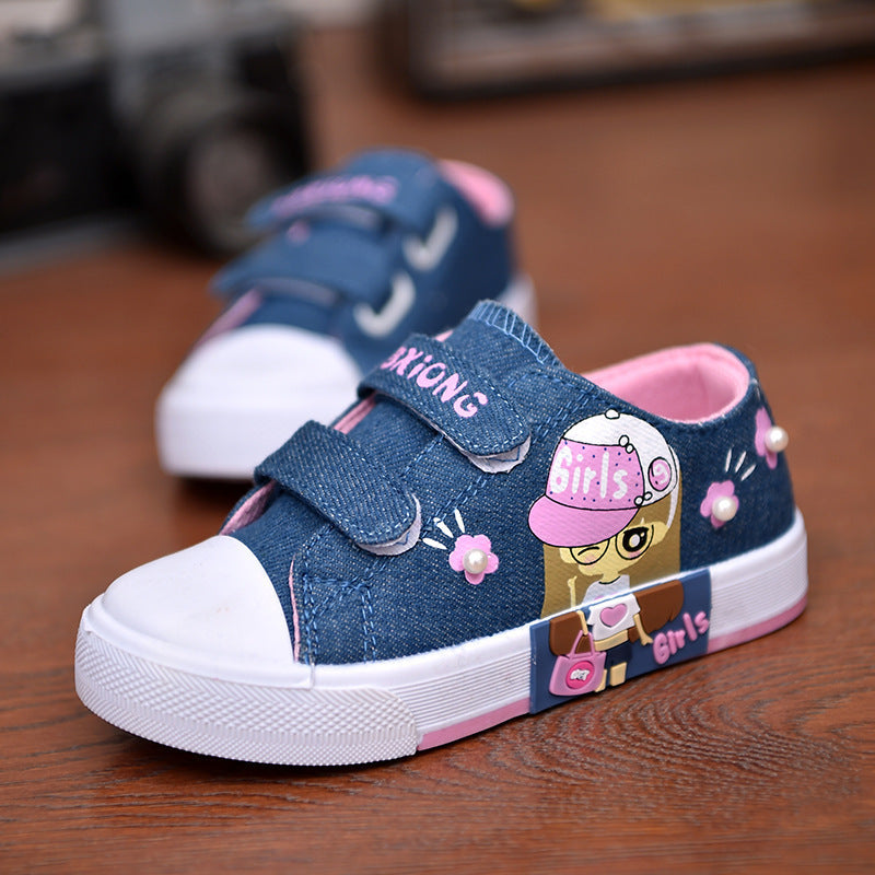 Chaussures pour enfants Baskets en toile pour filles Chaussures de bébé respirantes de style cowboy