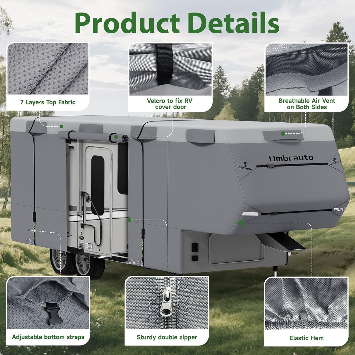 Housse de VR Umbrauto à 5 Roues, 7 Couches, Anti-UV, Imperméable et Respirante pour Camping-Car