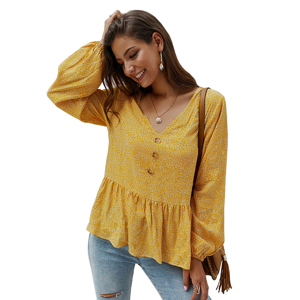 Nuevo producto: blusa floral de manga larga y cuello en V