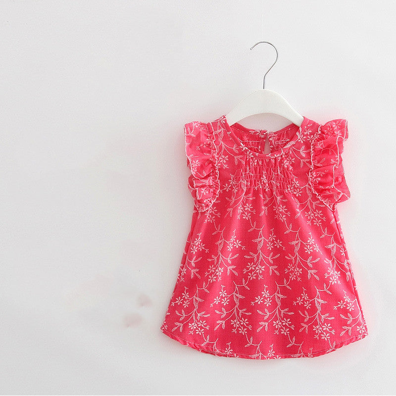 Joli haut pour filles à manches volantes en coton et lin fins