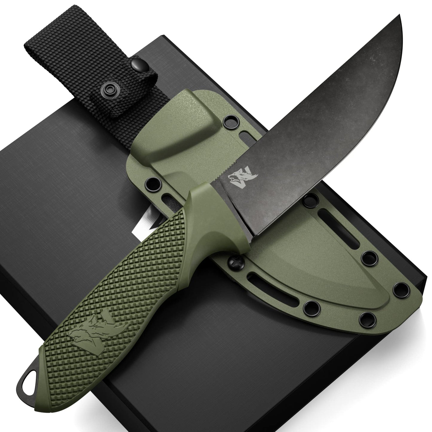 ODENWOLF W-FLAT Full Tang Survival Knife with Sheath – Premium Fixed Blade Hunting & Camping Knife