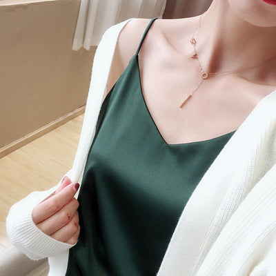 Silk V-Neck Sleeveless Women’s Tank Top – 7 Colors | S–2XL