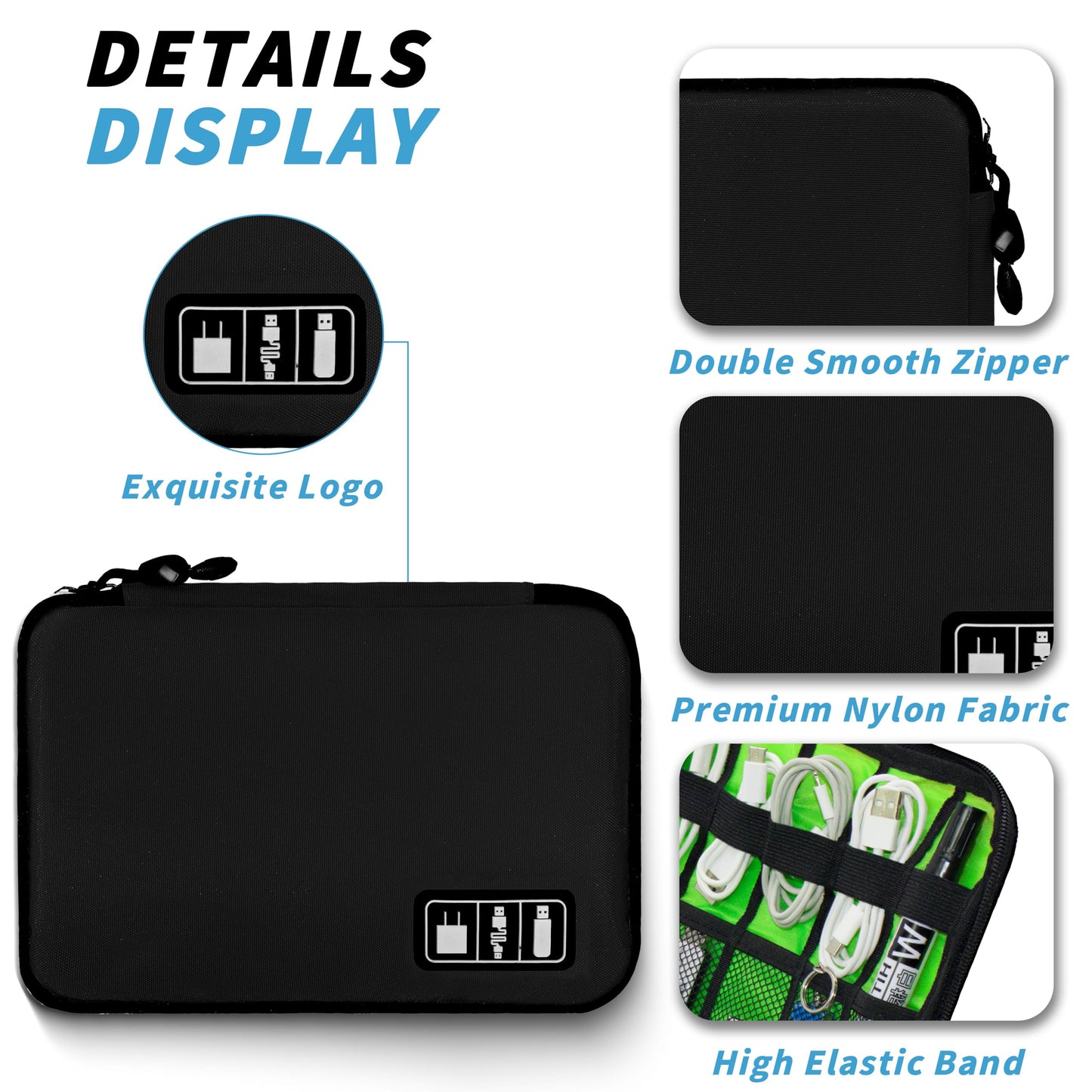 Electronics Organizer Bag — Portable Cable Cord Organizer Pouch for Chargers & A
