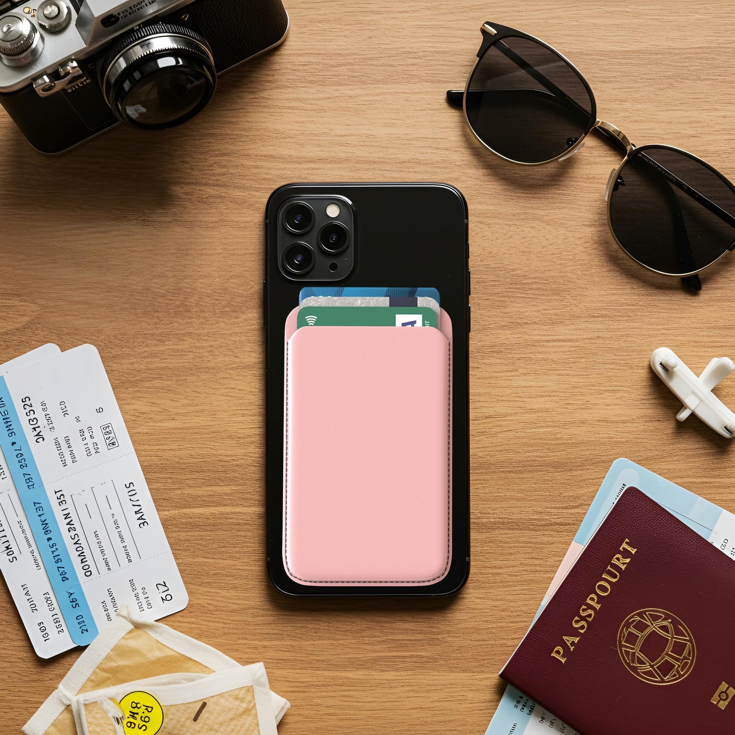 Wallet & Stand — Slim Vegan Leather Card Holder with N52 Magnets for iPhone 17/1