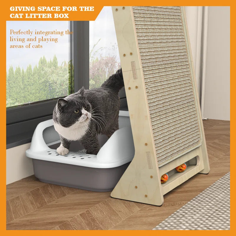 Luxury Wall-Leaning Cat Climbing Tower — Modern Cat Climber with Scratching Mat & Perch
