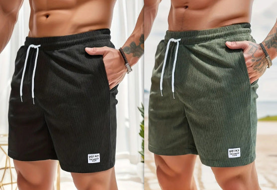 Shorts à lacets avec cordon de serrage, en velours côtelé, pour homme