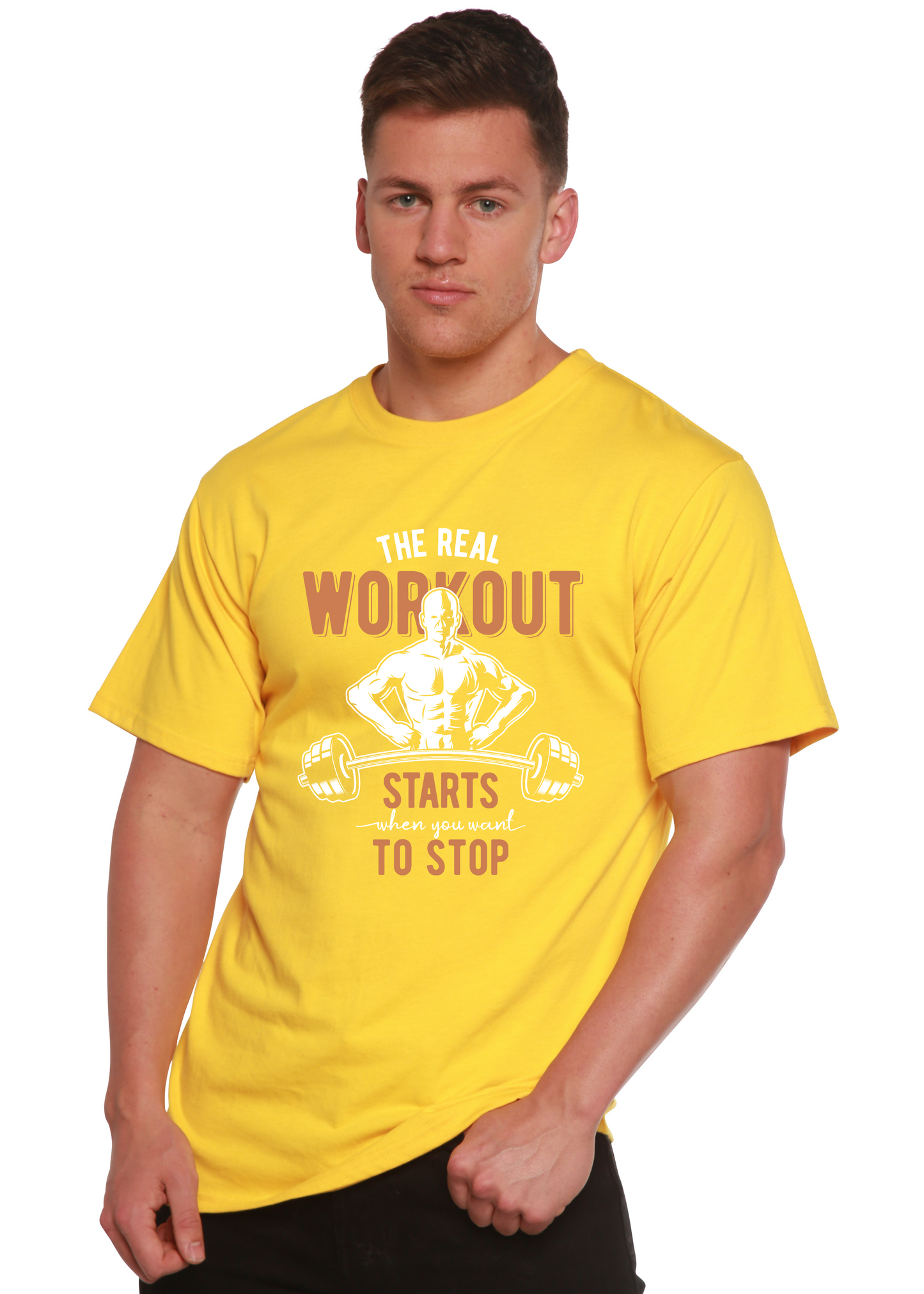 T-shirt graphique à manches courtes en bambou viscose/coton biologique The Real Workout pour hommes