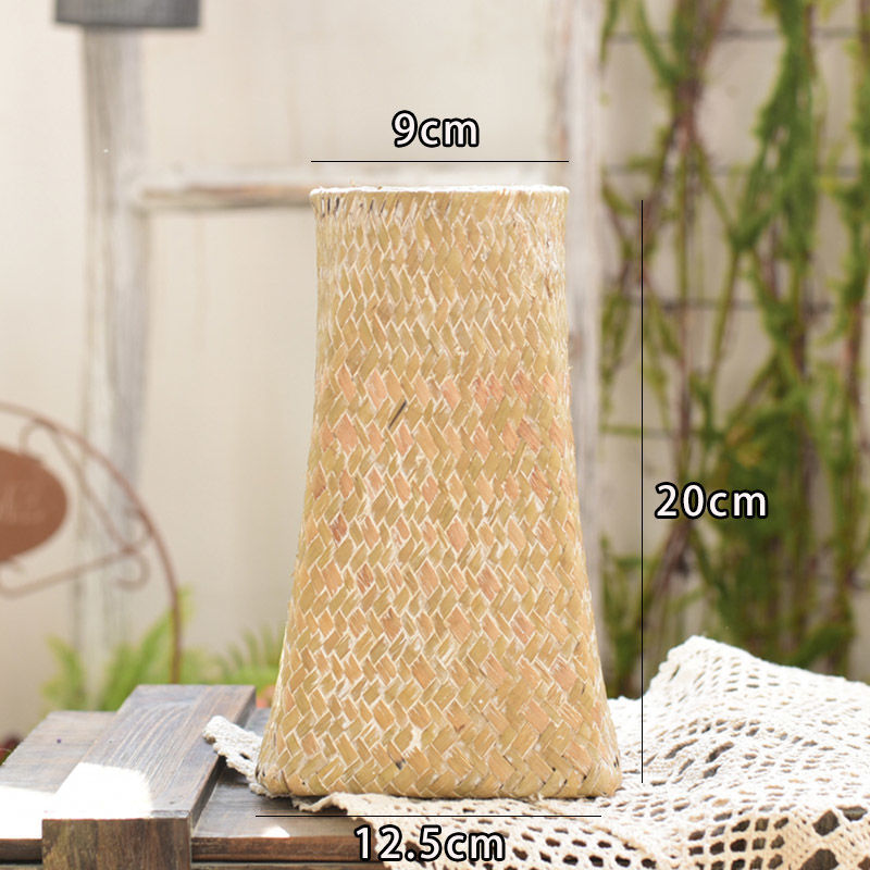Cesta de almacenamiento de escritorio creativa y sencilla de ratán para flores secas