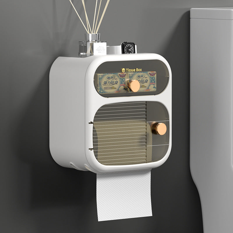 Distributeur de papier toilette sans perforation, boîte à papier toilette étanche, support de papier toilette mural, boîte à mouchoirs double couche