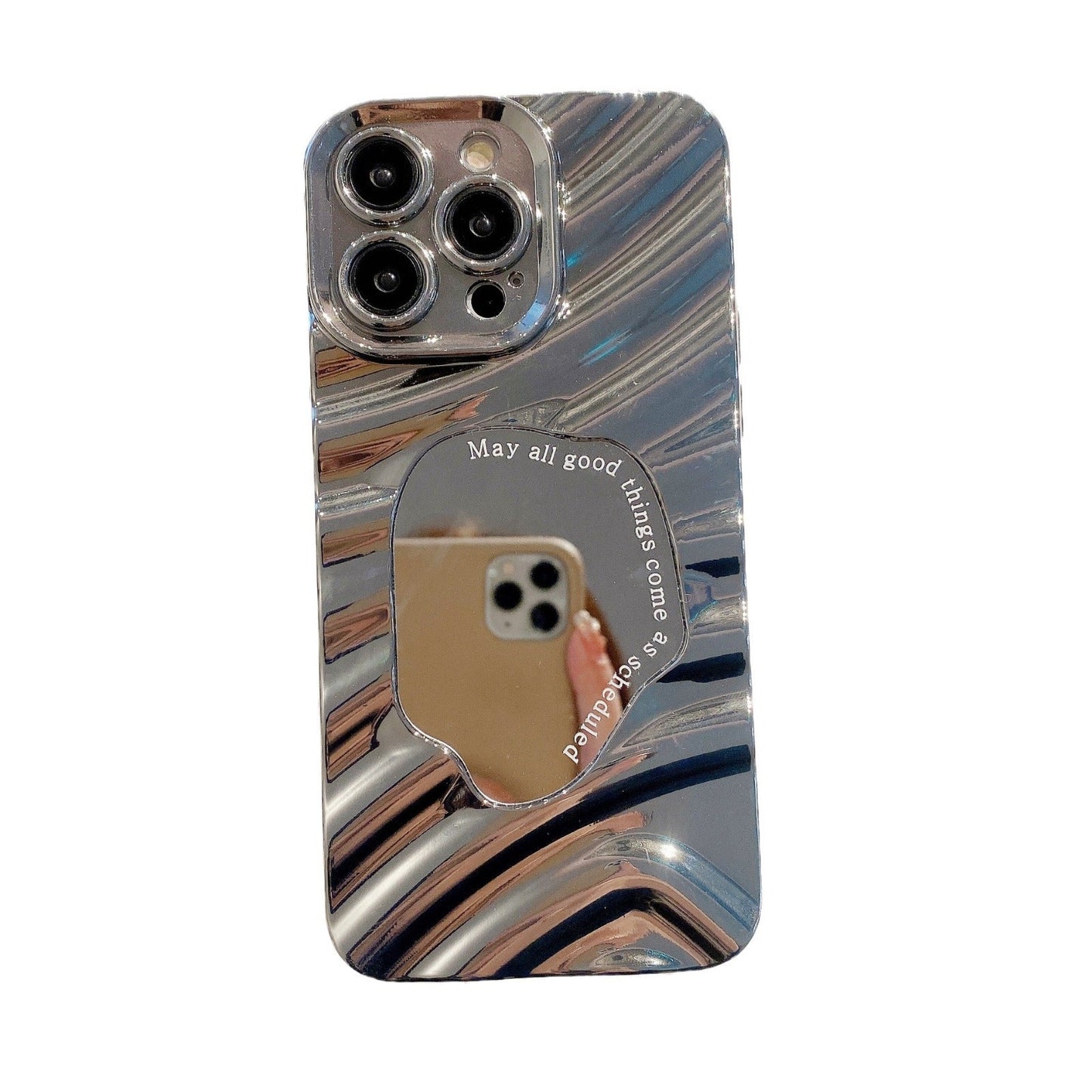 Advanced Silver Applicable To 16 Protective Case 15PROMAX Water Ripple Mirror Drop-resistant Phone Case