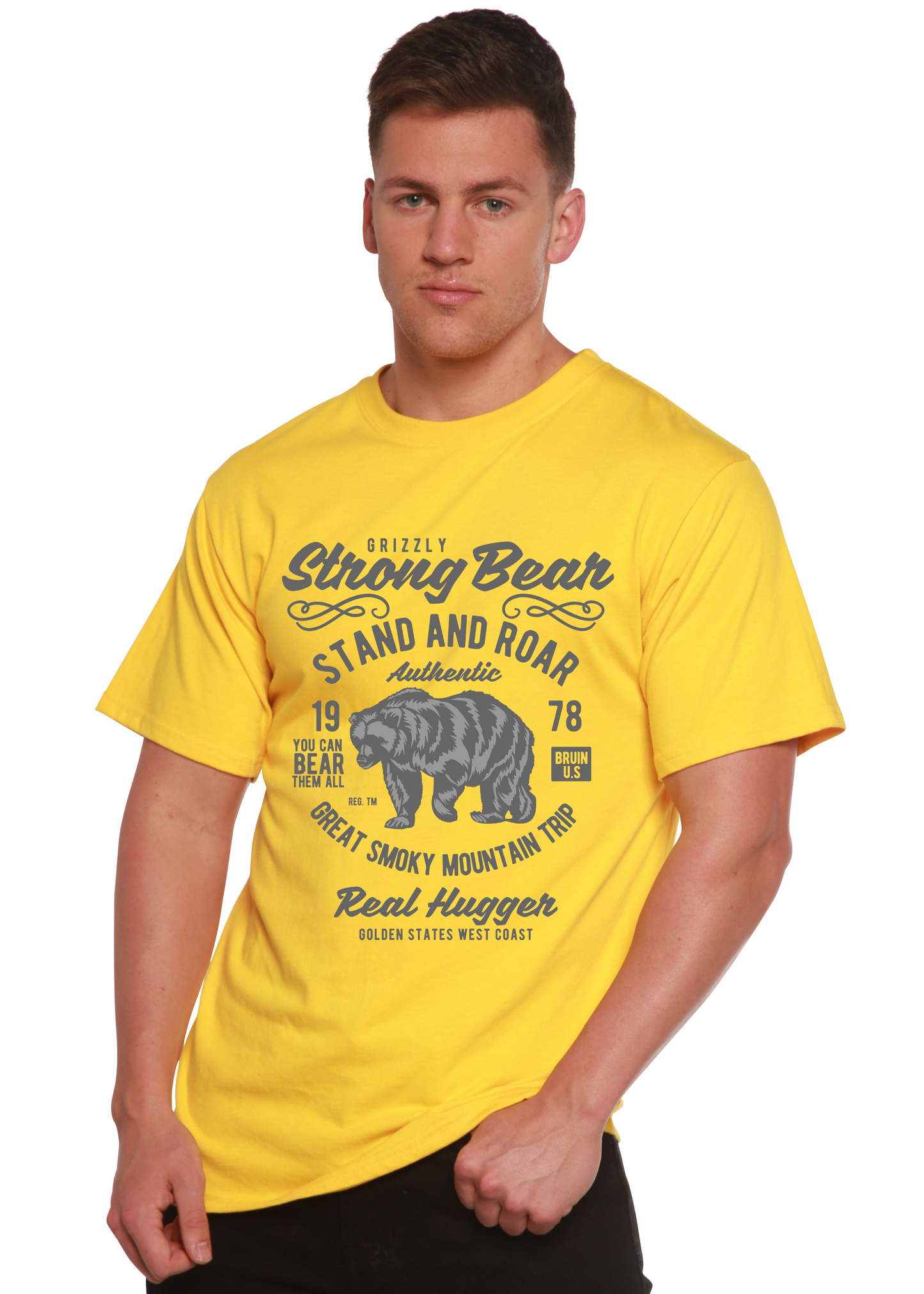 T-shirt graphique Strong Bear en bambou/coton bio à manches courtes pour homme