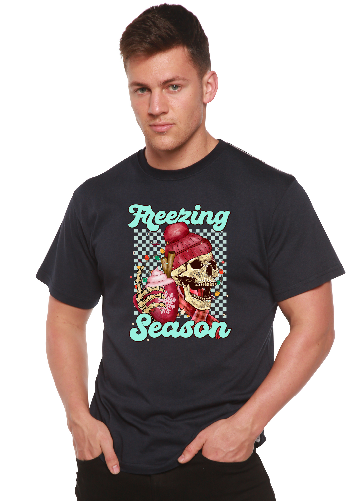 T-shirt graphique unisexe à manches courtes en bambou-viscose/coton biologique Freezing Season
