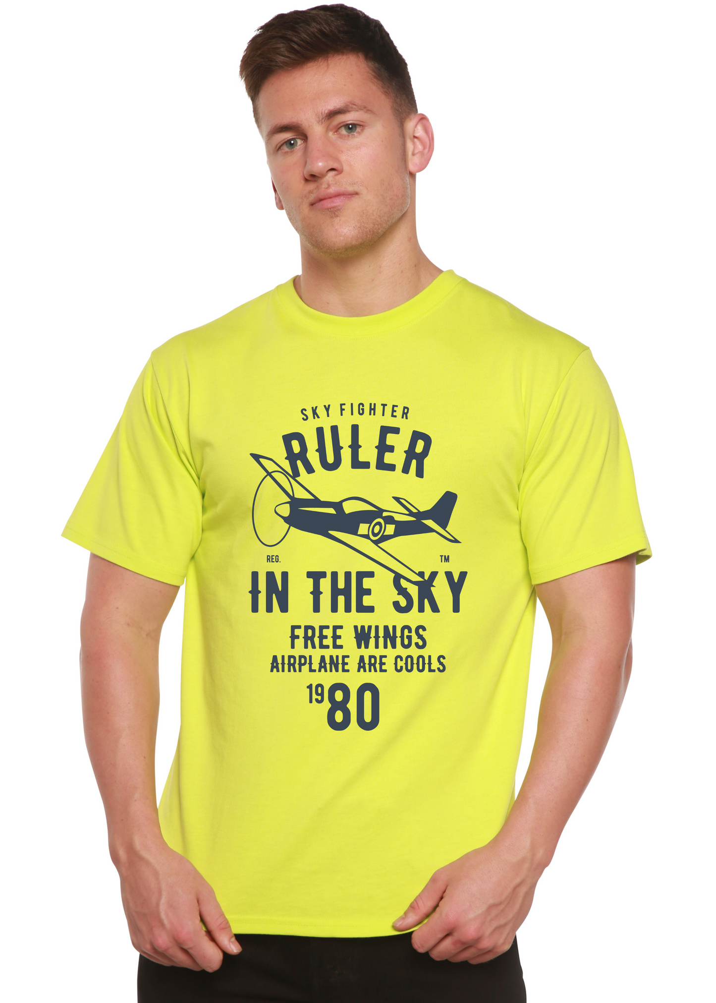 T-Shirt à Manches Courtes Imprimé en Viscose de Bambou/Coton Biologique Spun Bamboo® pour Hommes Motif « Ruler In The Sky »