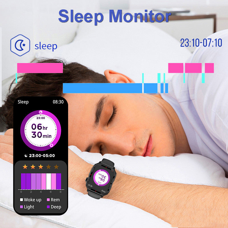 Montre intelligente sportive Bluetooth avec suivi de la pression artérielle et de l'oxygène sanguin
