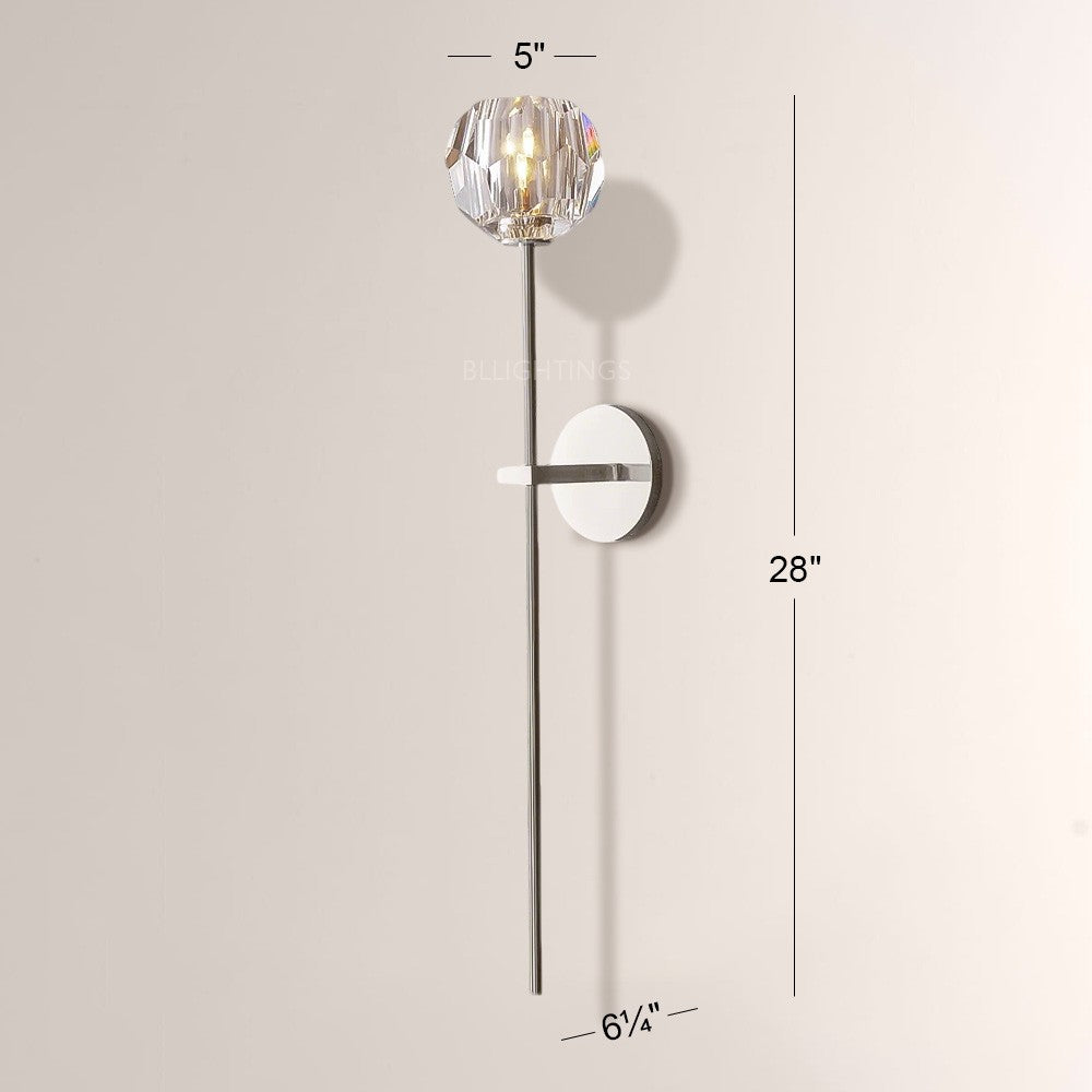 Aplique de pared de cristal de lujo para dormitorio con tocador de latón
