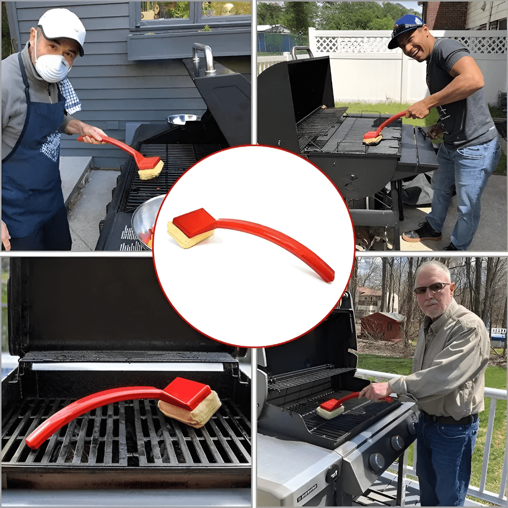 Bristle-Free Grill Steam Cleaner Brush with Long Handle