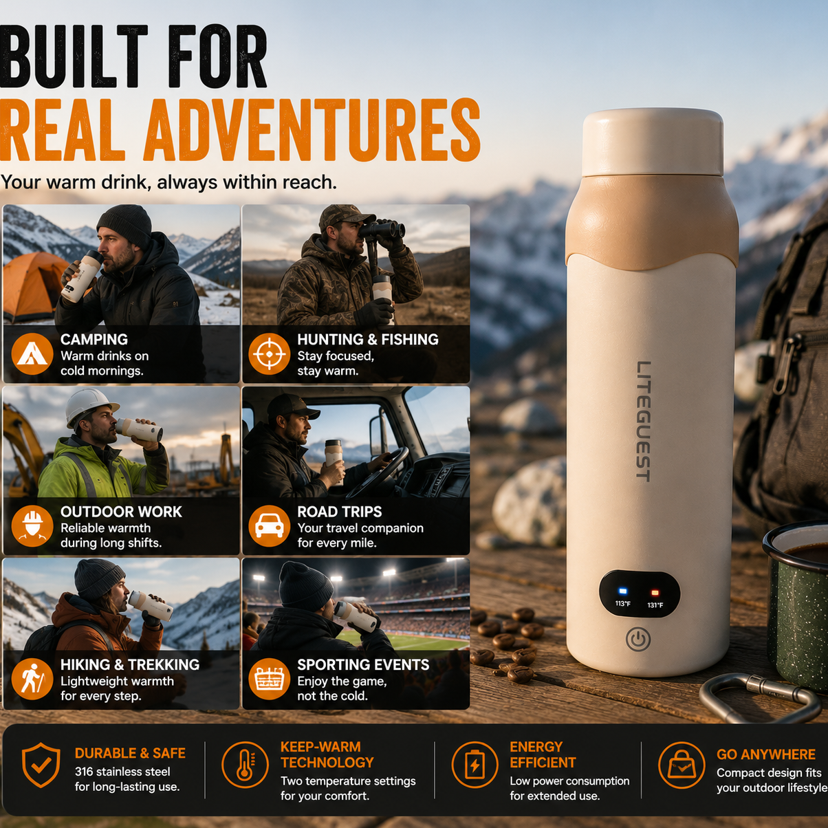 LITEGUEST USB Heated Insulated Bottle | 316 Stainless Steel