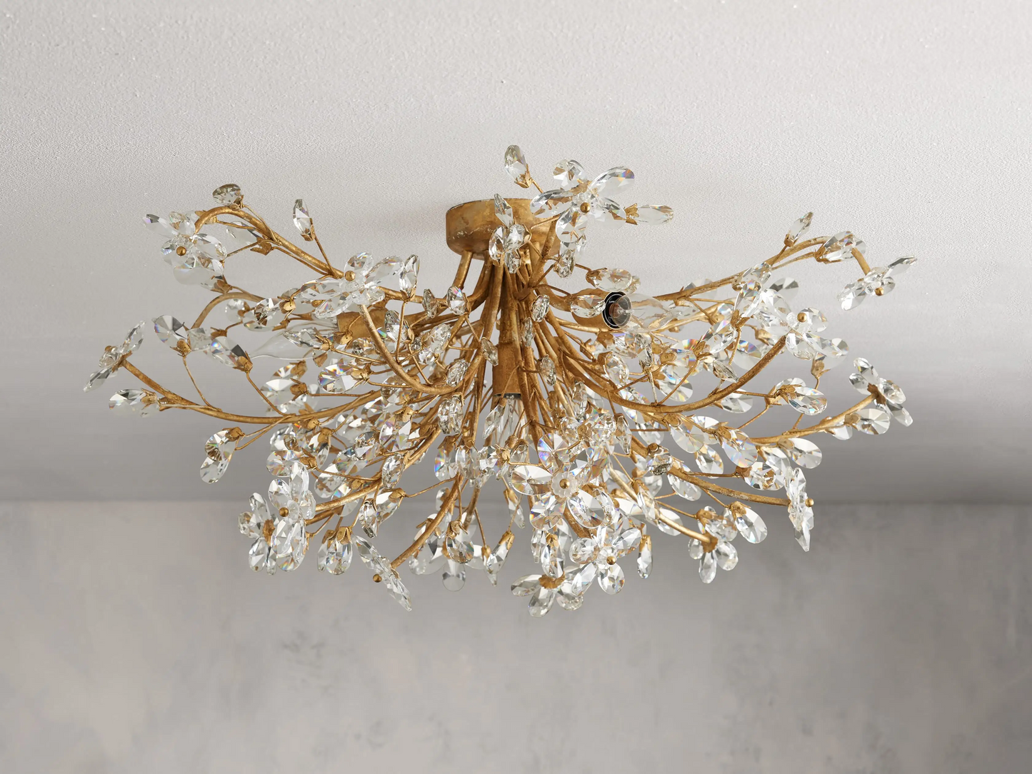 Crystal Floral Chandelier 28" 4-Light E12 Iron Ceiling Fixture