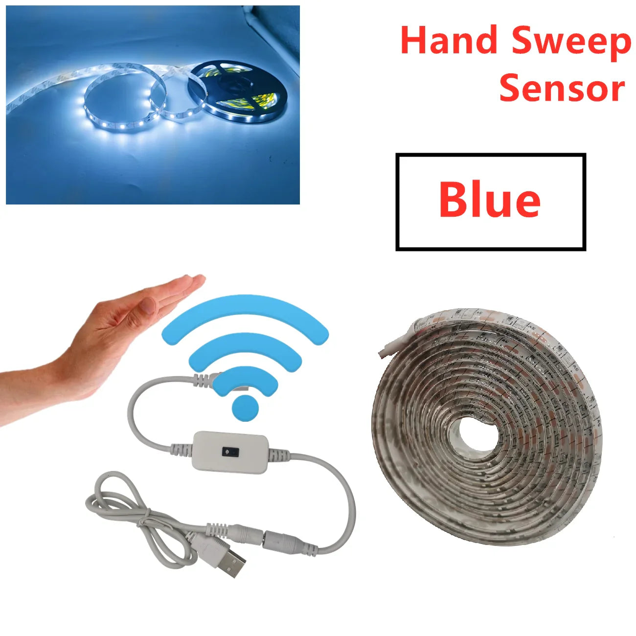 USB Motion Sensor LED Strip Light | Hand Sweep Control for Kitchen TV Backlight
