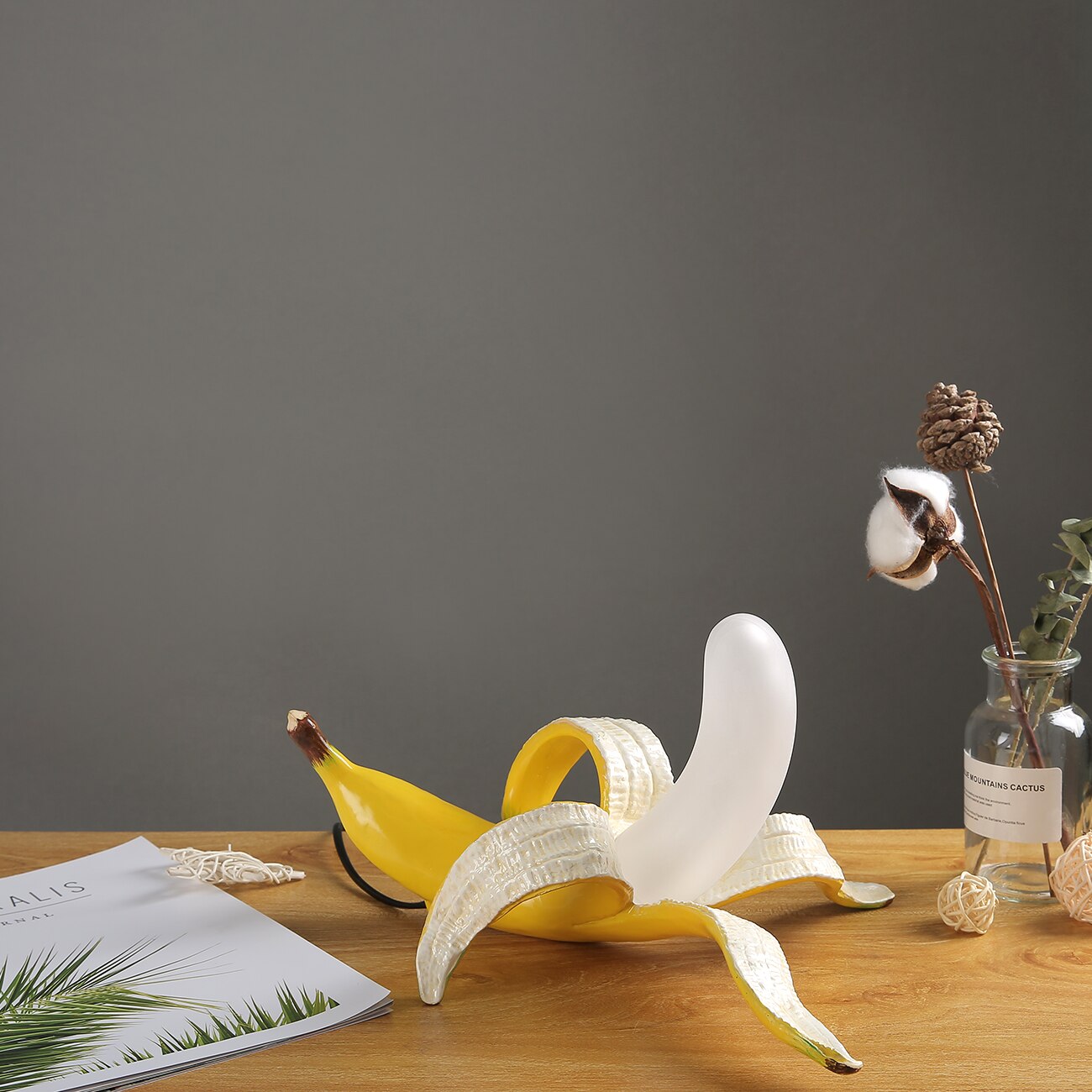 Banana Table Lamp Art Deco Brass Chrome Accent Light