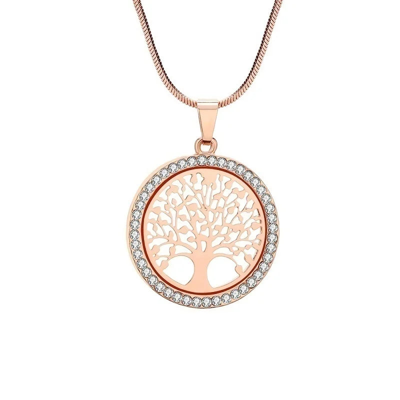 Crystal Zircon Tree of Life Pendant Necklace | Fashion Jewelry for Women