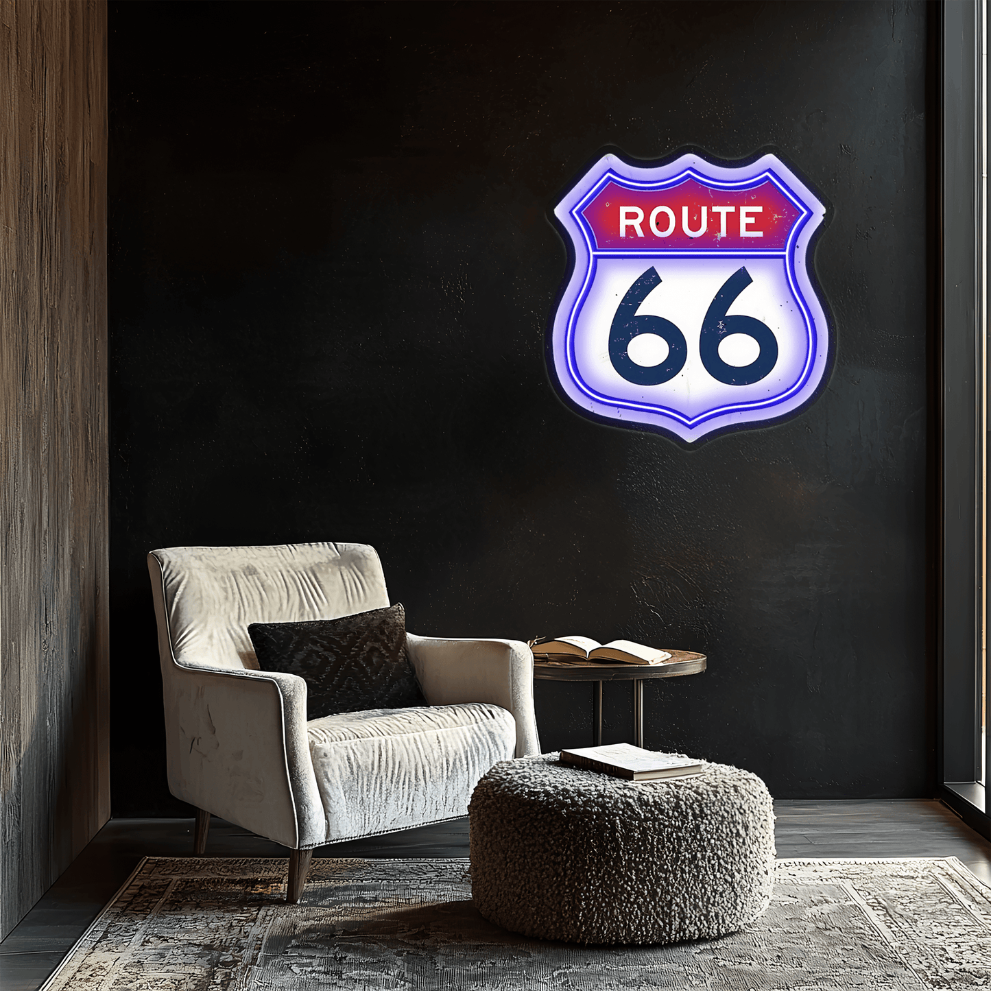 Route 66 Plexiglass Neon Art, Route 66 Neon Sign, Neon Light Sign, Neon Wall Art