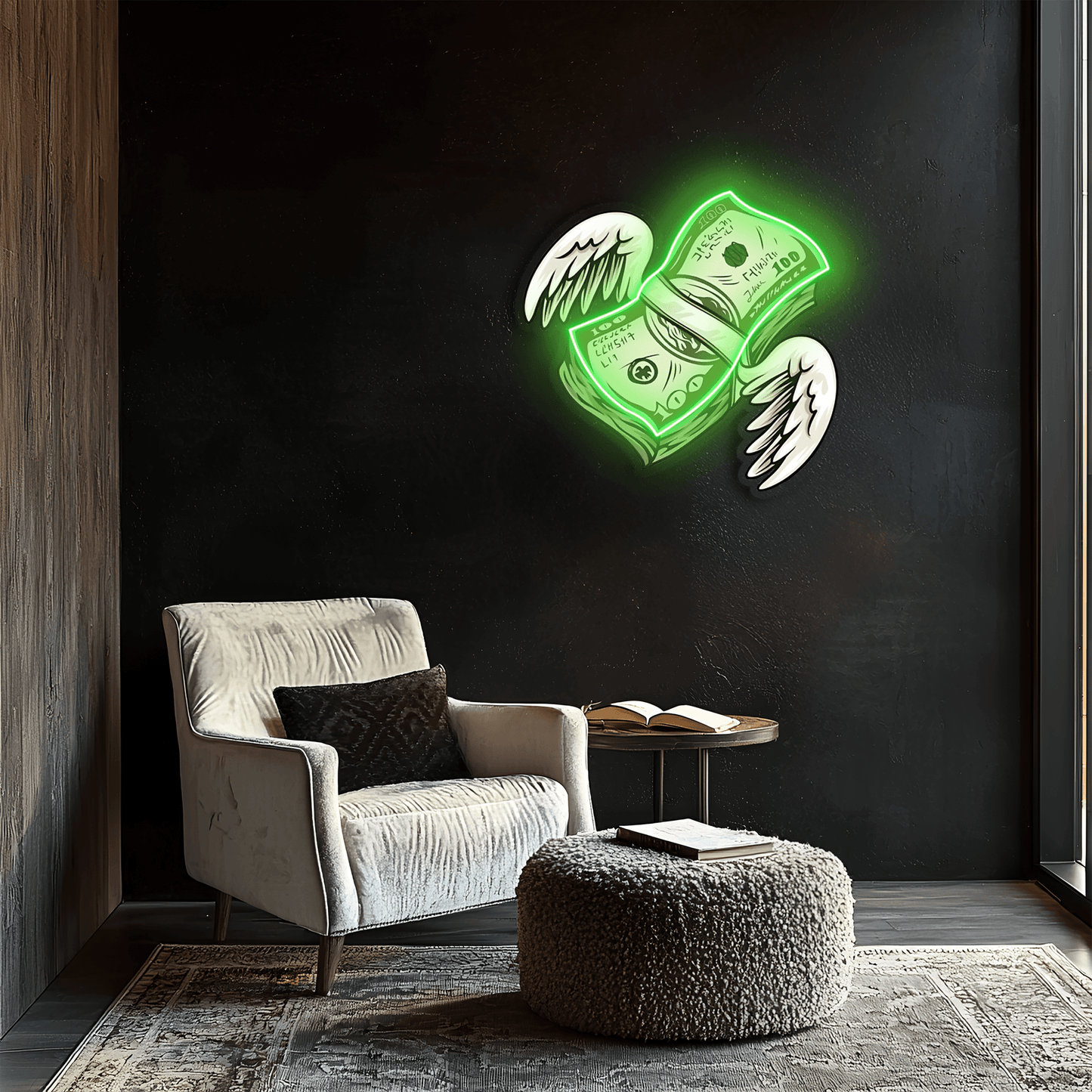 Dollars Angel Uv Print Neon Art, Dollars Uv Print Neon Sign, Enseigne néon, Décoration murale néon