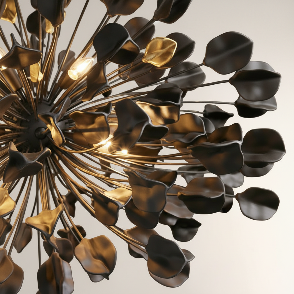 Modern Ceramic Leaf Chandelier Brass