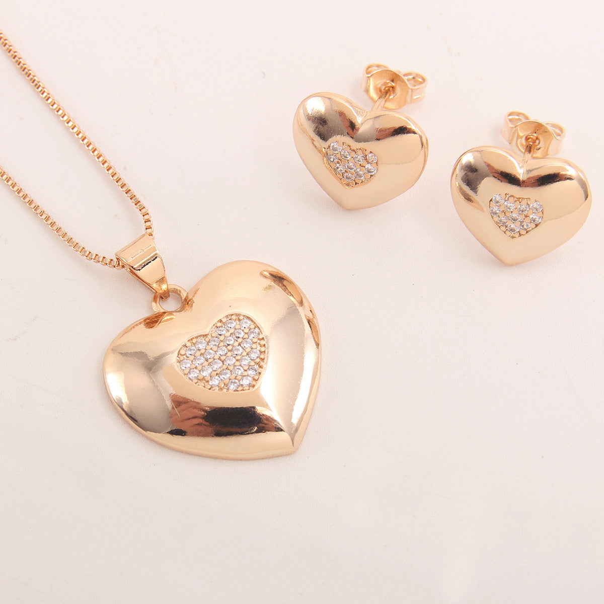 Parure collier cœur zircon pour femme