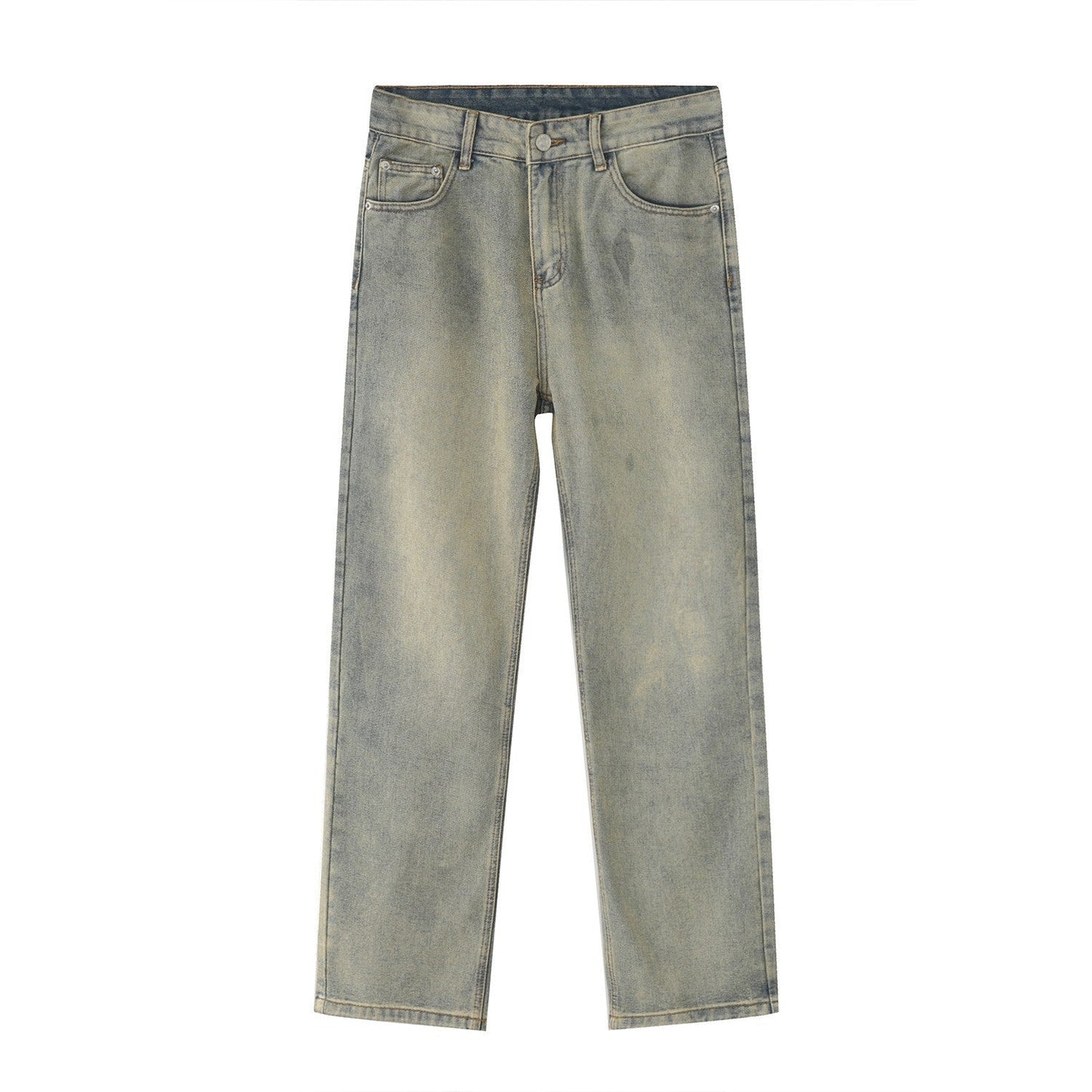 Black And White Basic Simple Jeans Men's Slim Trousers