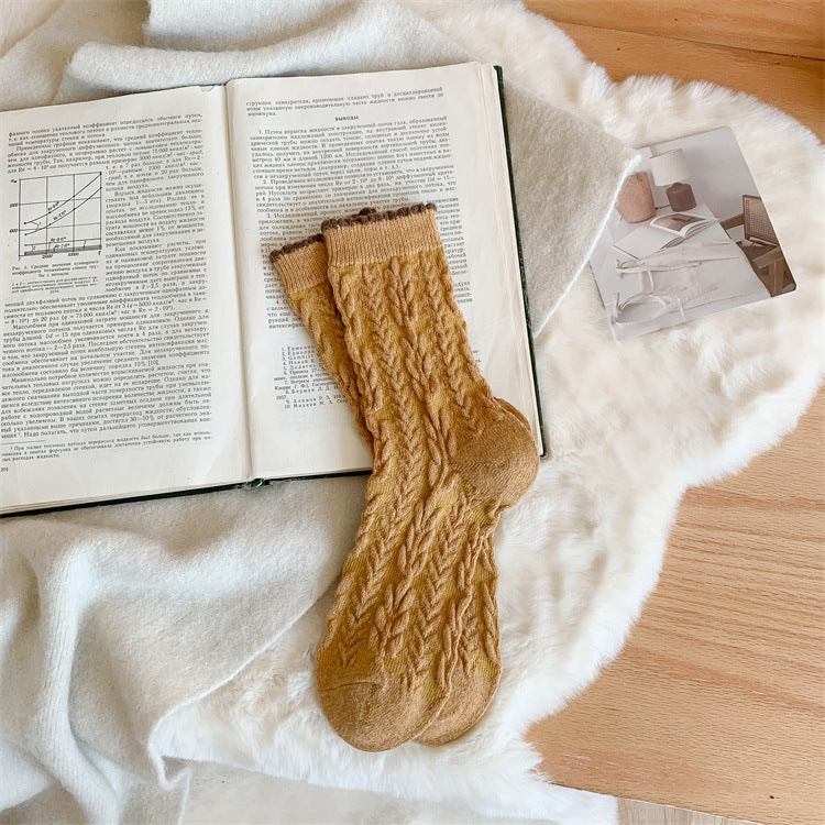 Chaussettes épaisses en laine pour femme – Série jaune en cachemire