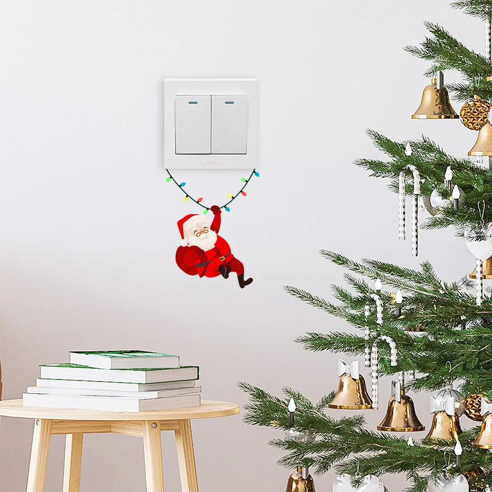 1-Pack Christmas Wall Switch Stickers | Santa Claus Cartoon Self-Adhesive Decals for Holiday Decor
