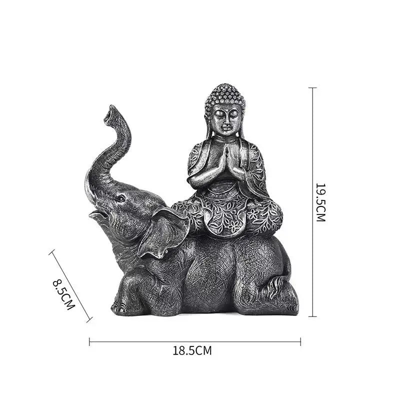 Statue Bouddha Éléphant Thaïlande Bouddha Résine Figurines Bouddhisme Fengshui Hindou Bouddha Assis Figurine Décoration Maison Salon Cadeau
