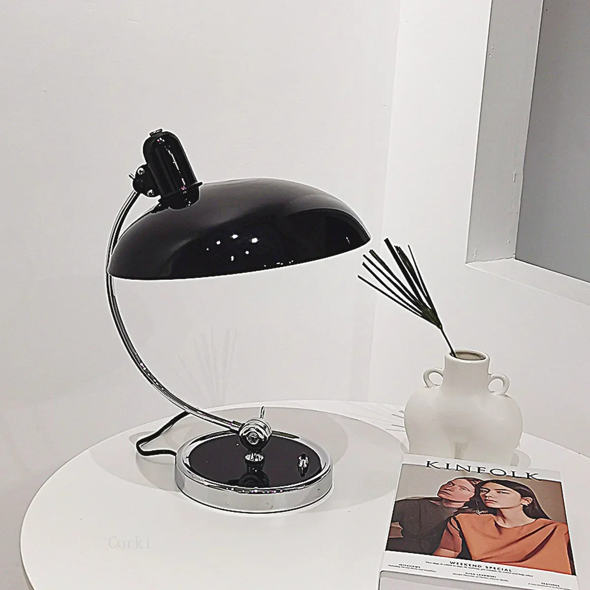 Lámpara de escritorio danesa vintage con brazo oscilante, pinza de sujeción, luz de mesa retro artística para oficina