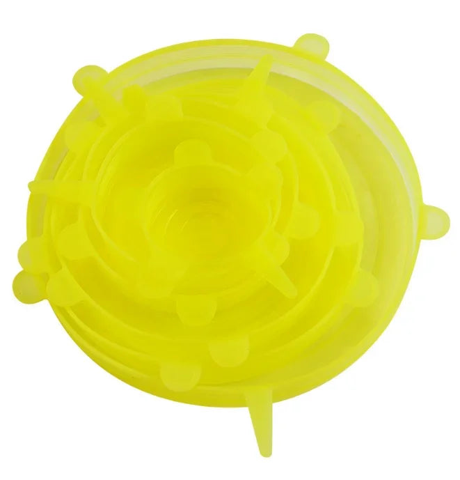 Lot de 6 couvercles en silicone alimentaire pour bols – Couvercles ronds élastiques universels avec joint hermétique – Économiseurs alimentaires réutilisables pour la cuisine