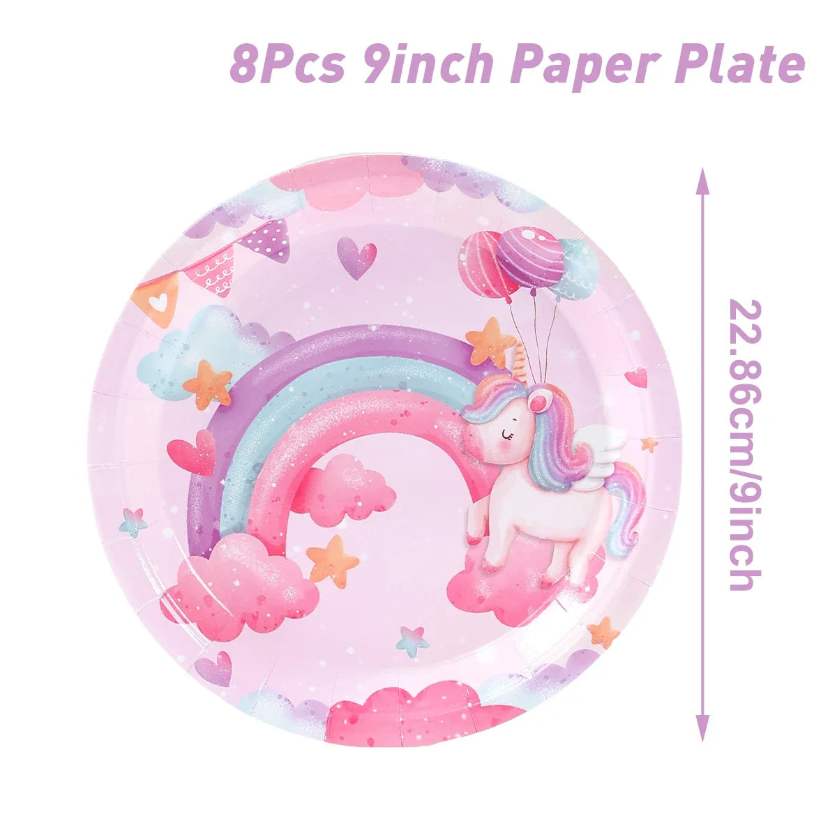 Set de vaisselle jetable licorne Assiettes Gobelets Serviettes Décoration de fête d'anniversaire Enfants Garçon Fille Fournitures de fête d'anniversaire de mariage