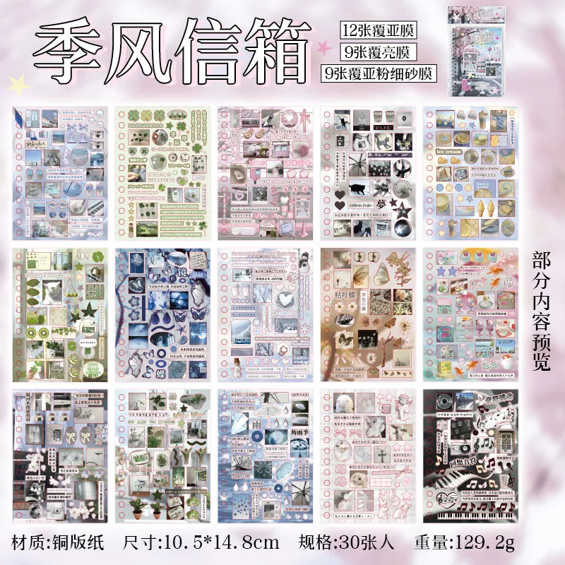 Mr. Paper Time Reshaping Cut Film Sticker Book | 30pcs Coil Design for DIY Scrapbook Notebook Cup Journal Decoration