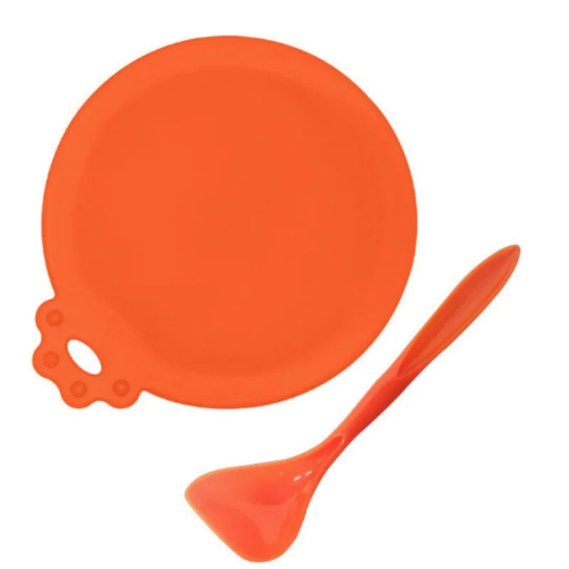 2PCS Reusable Silicone Pet Food Can Cover with Spoon | Airtight Can Lid for Dog and Cat Food Storage