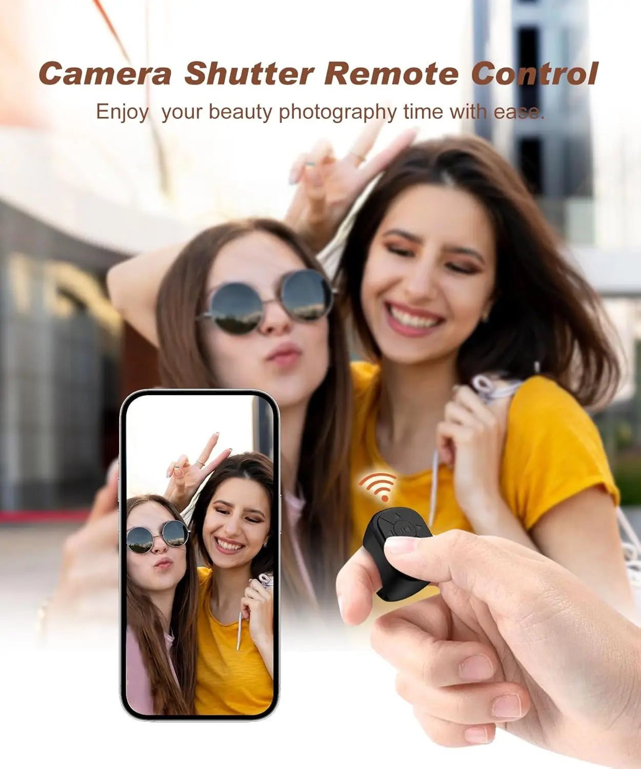 Tiktok Scrolling Ring Bluetooth Remote Control for iOS & Android – Wireless Camera Shutter and Media Control