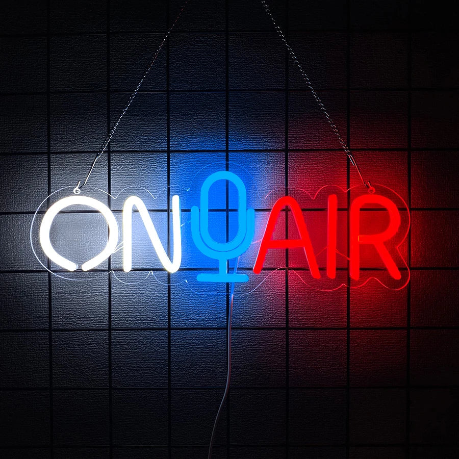 Enseignes néon "On Air", utilisées pour la décoration de studios d'enregistrement, de studios de diffusion et de studios de musique, et comme cadeaux pour les joueurs.