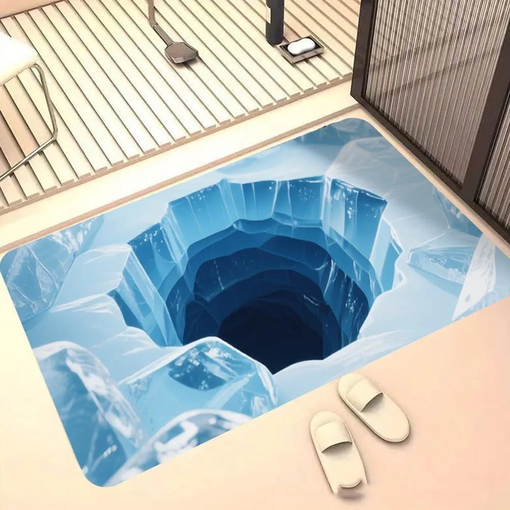 Alfombrilla de puerta con efecto estanque de ilusiones ópticas 3D, diseño de agujero divertido, alfombra de entrada para interiores y exteriores, decoración del hogar, alfombra suave antideslizante