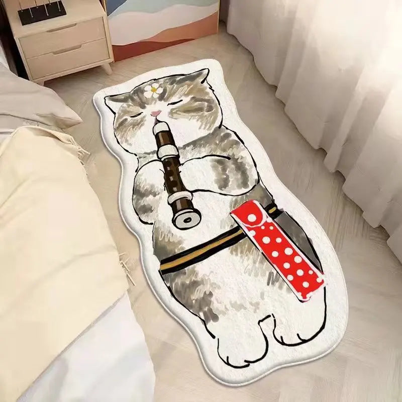 Tapis de Sol Décoratif en Fausse Fourrure de Cachemire à Motif Dessin Animé pour Animaux de Compagnie, Chambre à Coucher, Chevet, Antidérapant, Résistant à la Saleté, Lavable en Machine