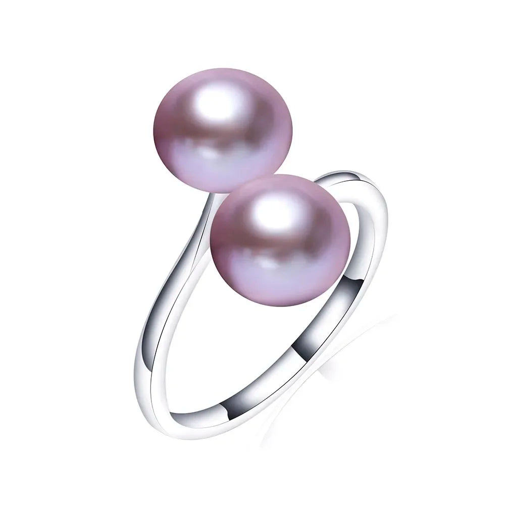 2026 New Arrival Black Natural Freshwater Pearl Ring | Adjustable 925 Sterling Silver Jewelry for Women Gifts