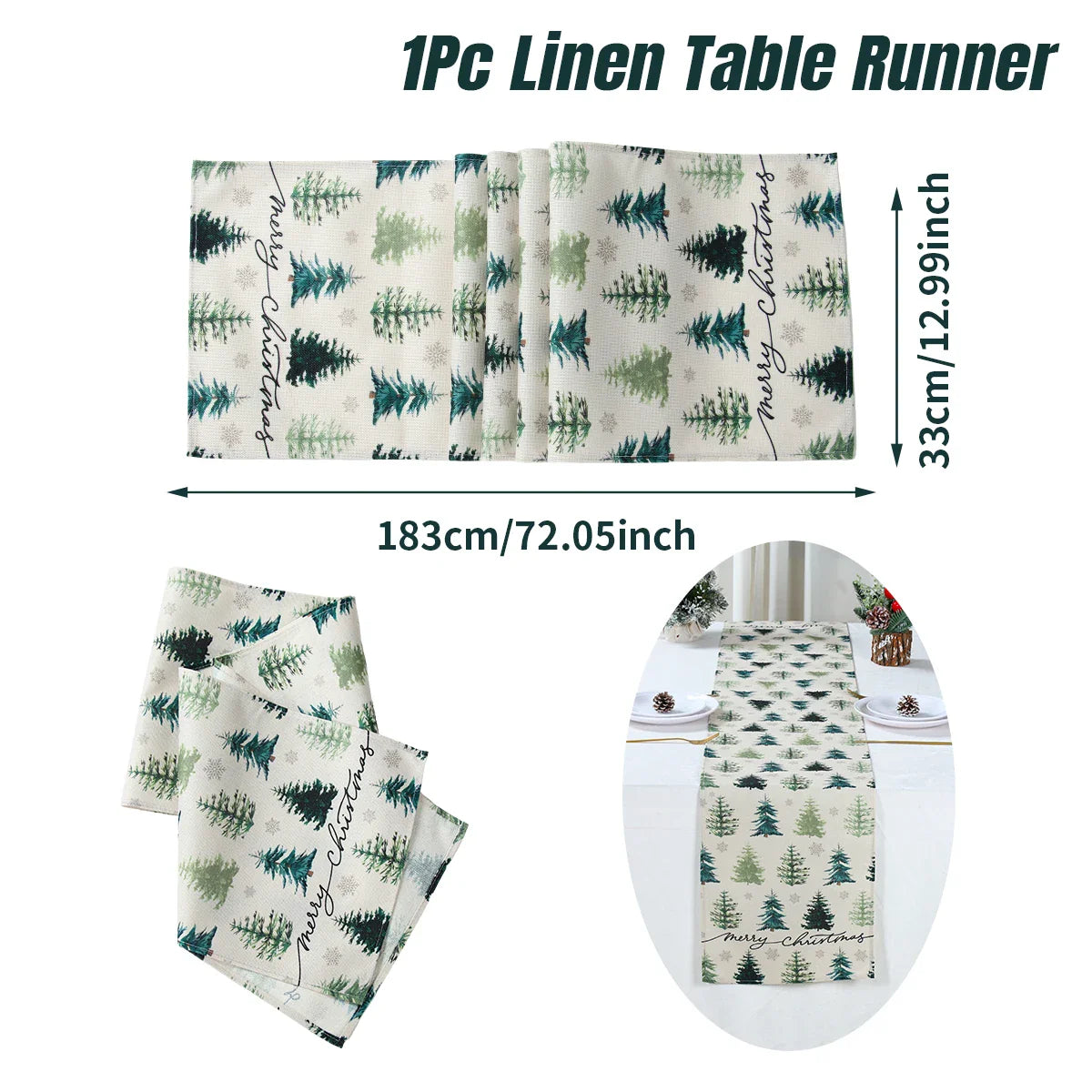Christmas Tree Table Runner Merry Christmas Decoration 2025 Navidad Natal Xmas Gifts Snowflake Table Cover Happy New Year 2026