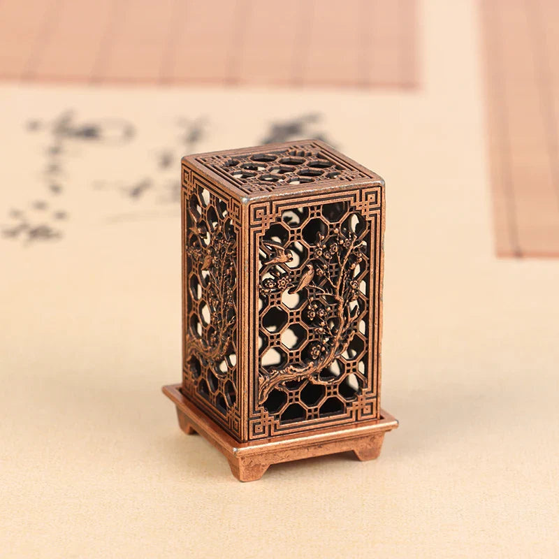 Square Vertical Incense Burner | Small Xiangyun Alloy Holder for Indoor Aromatherapy