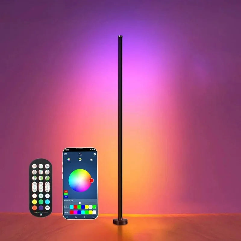 Lampe d'ambiance LED Lampadaire RGB Télécommande et contrôle par application Synchronisation musicale Éclairage Lampe de table d'ambiance pour jeux Esport