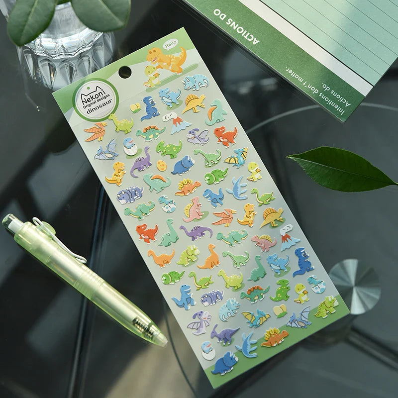 NEKONI Animal Stickers for Scrapbooking | Cute Penguin Dinosaur DIY Journal Decor