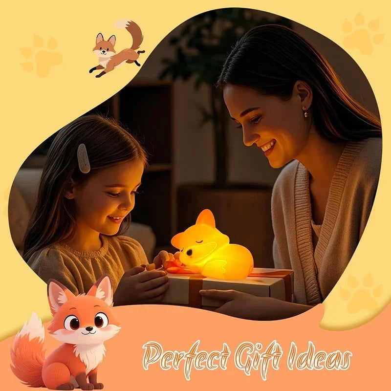 FoxyGlow | Squishy LED Fox Night Light with USB Rechargeable Nursery Decor
