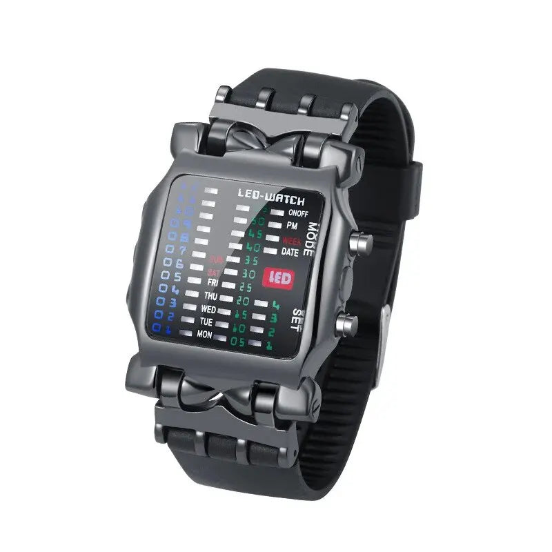 Binary Led Watch | Creative Waterproof Business Electronic Watch for Men with Luminous Display and Date Time